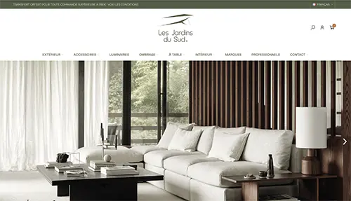 Capture d’écran de la boutique en ligne Les Jardins du Sud